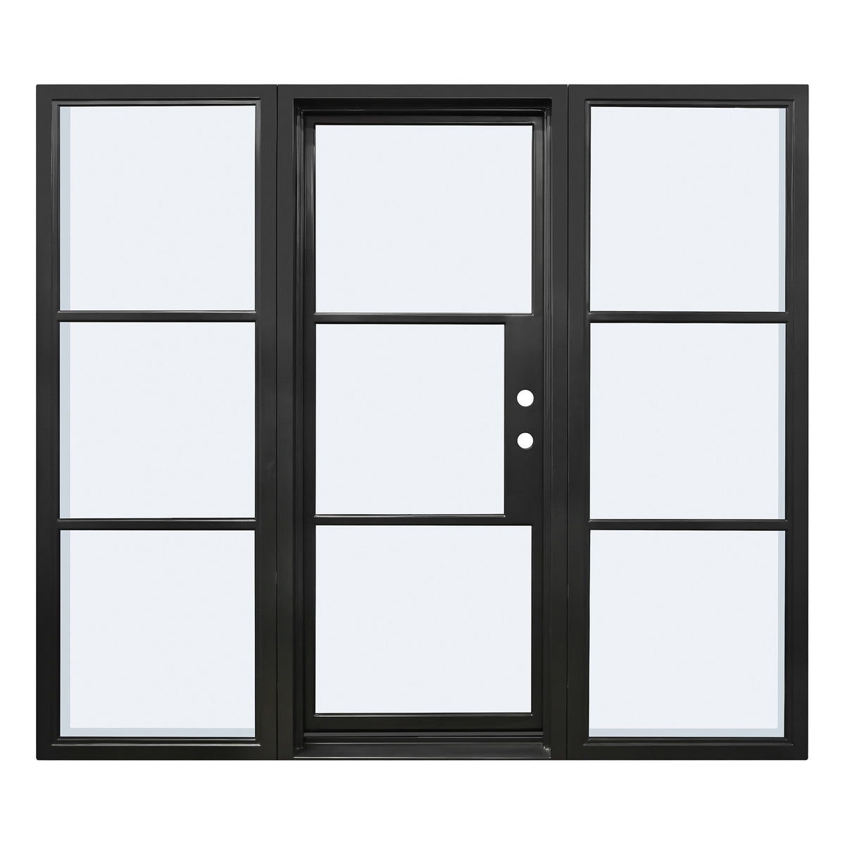 Steel French Single Door 3-Lites with Sidelights, Excludes Lockset