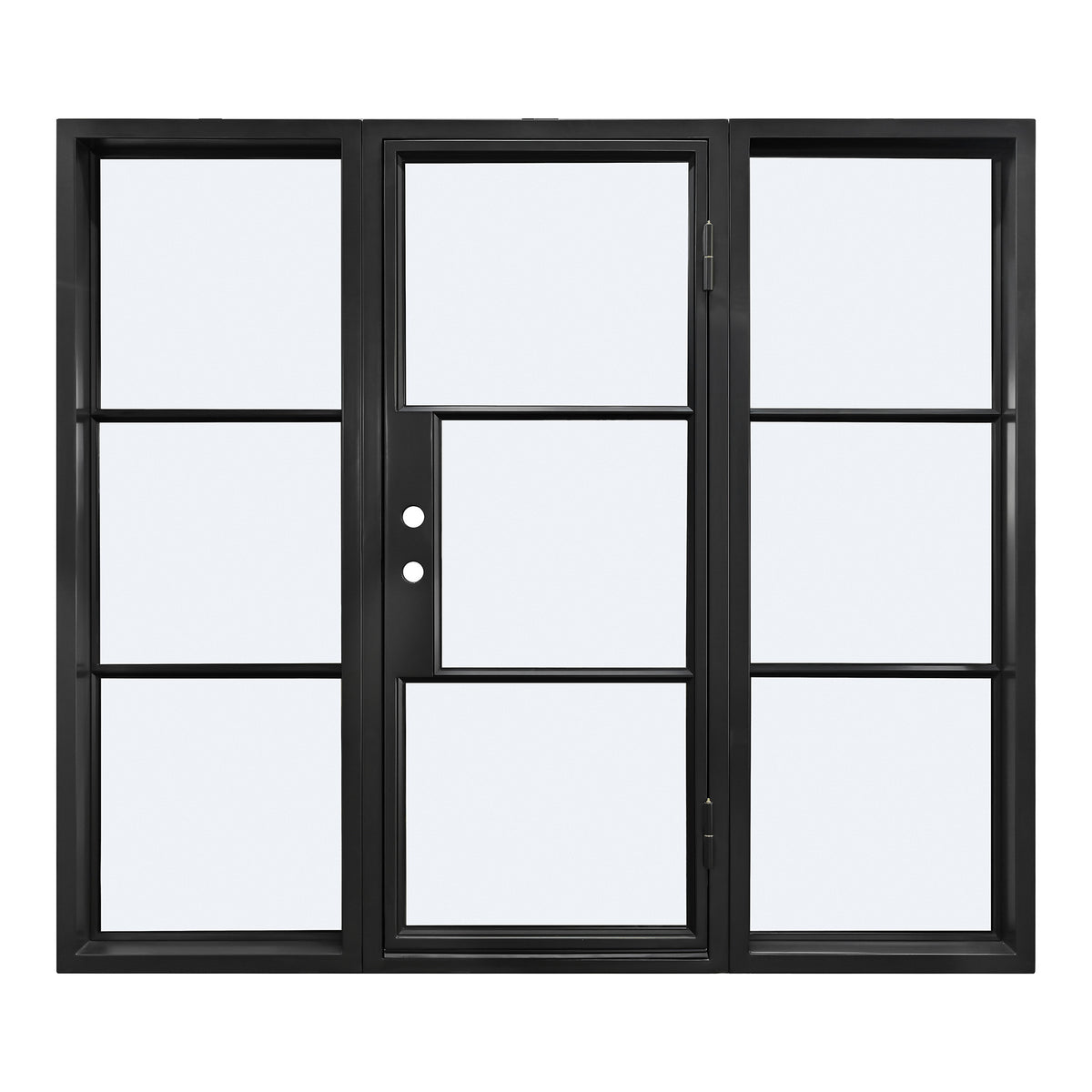 Steel French Single Door 3-Lites with Sidelights, Excludes Lockset