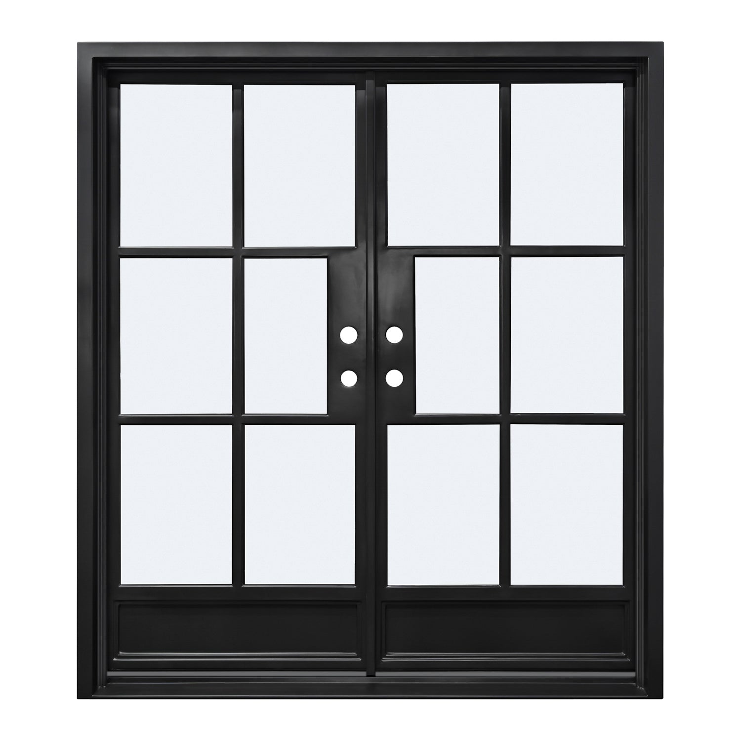Lion Iron Door Steel French Double Door 6-Lites with Kickplates