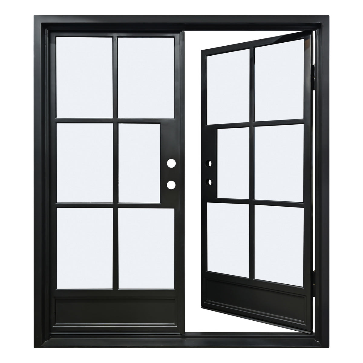 Lion Iron Door Steel French Double Door 6-Lites with Kickplates