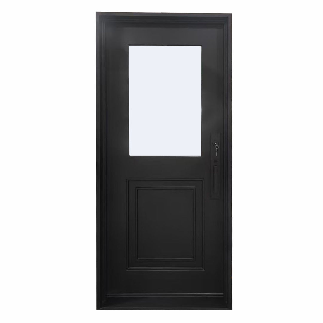 Custom Exterior Single Wrought Iron Dutch Door | Modern 4-Lite