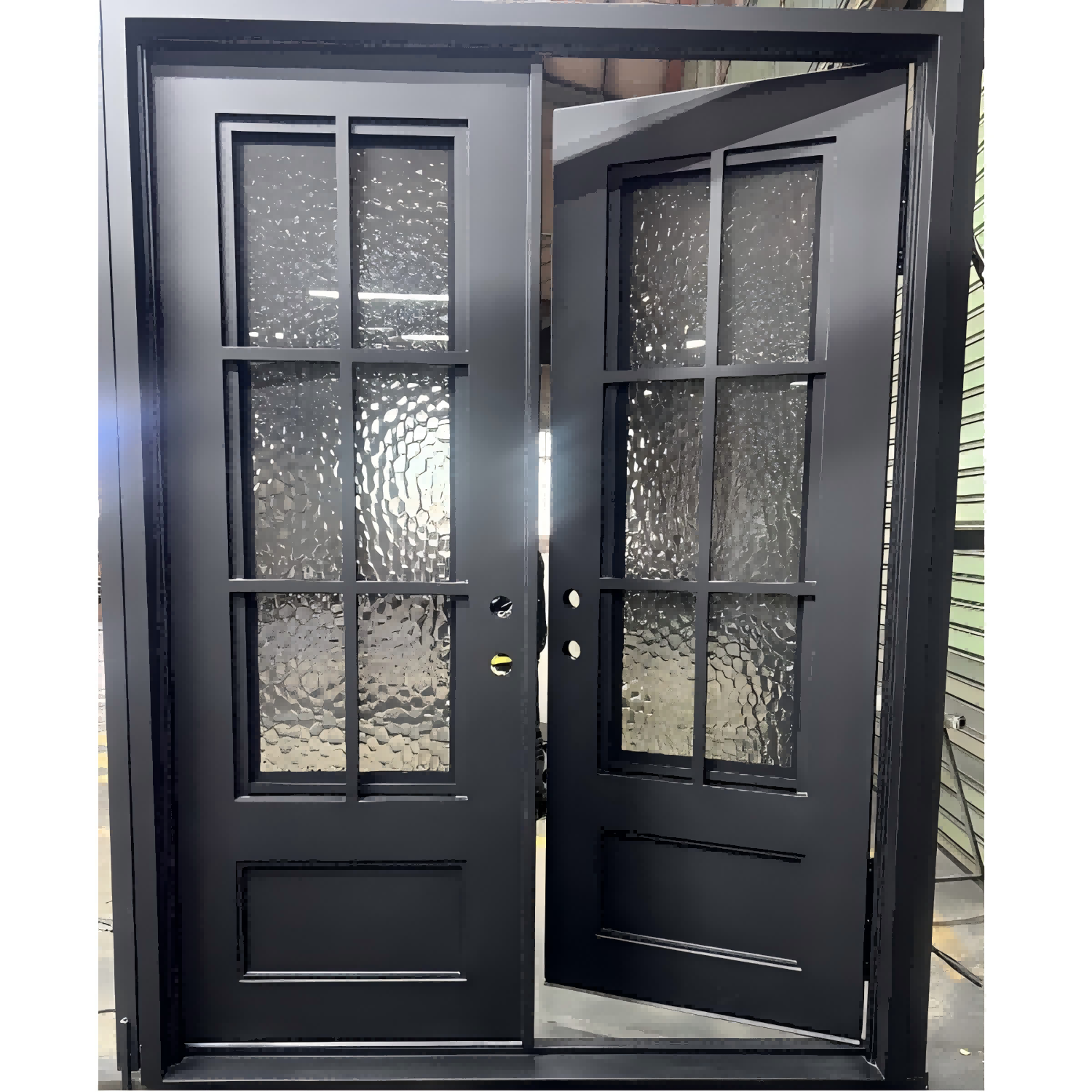 Wrought Iron 6-Lite Double Entry Door, 72x96 Exterior Modern Front Door