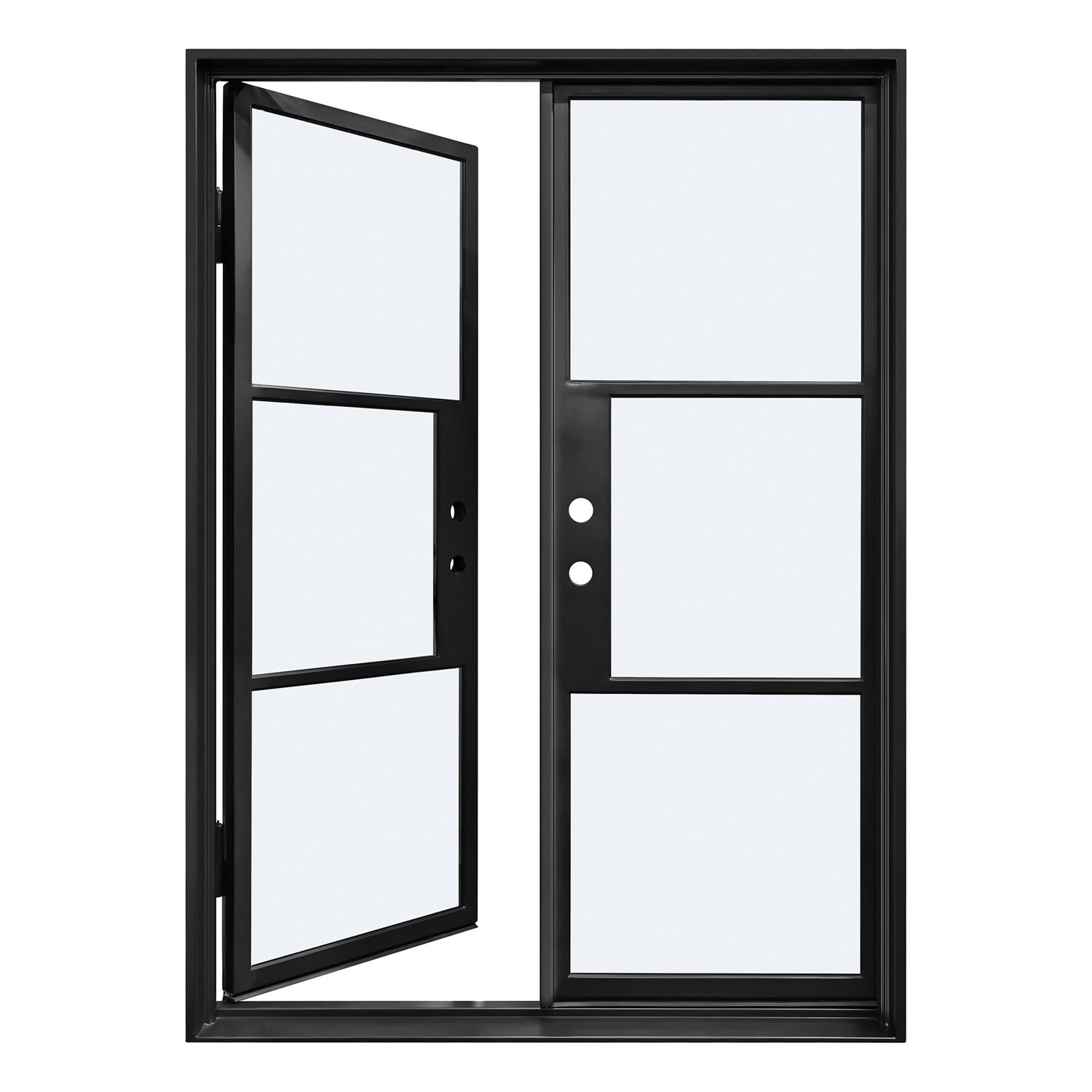 Lion Iron Door Steel French Double Door-3 Lite