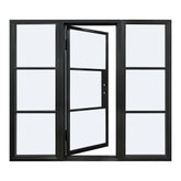 Steel French Single Door 3-Lites with Sidelights, Excludes Lockset