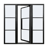 Steel French Single Door 3-Lites with Sidelights, Excludes Lockset