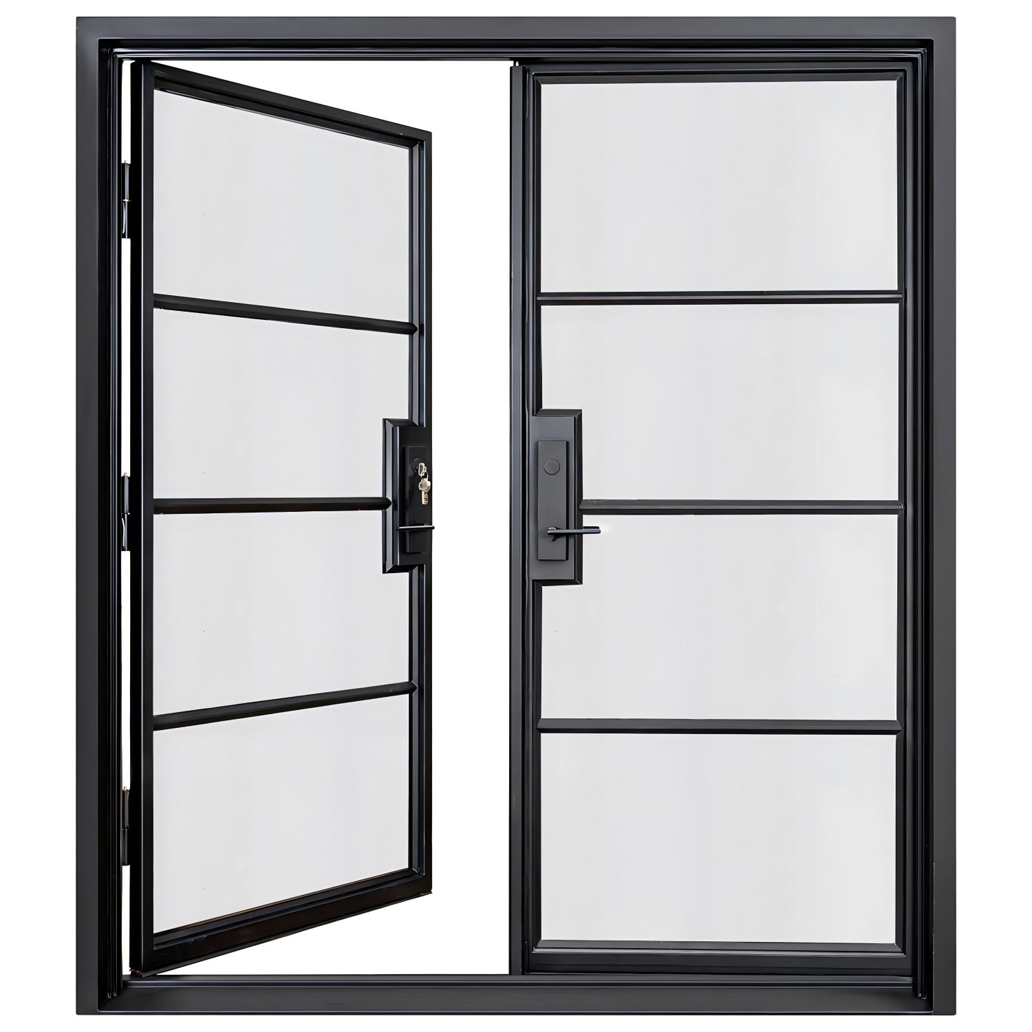 Lion Iron Door Steel French Double Door 4-Lites