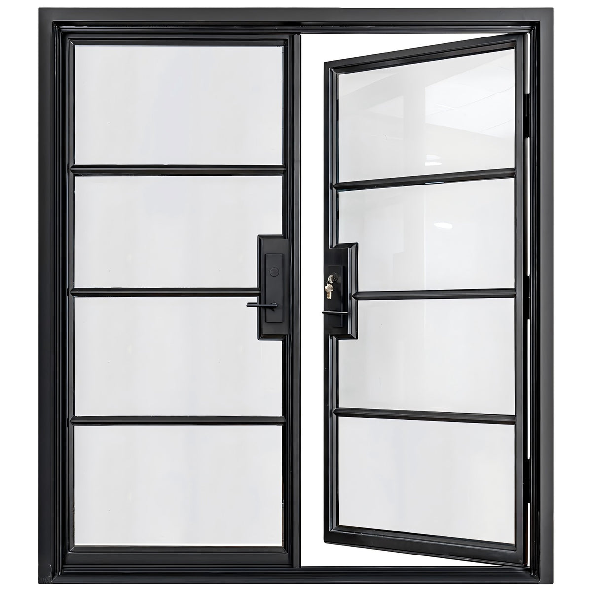 Lion Iron Door Steel French Double Door 4-Lites