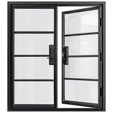 Lion Iron Door Steel French Double Door 4-Lites