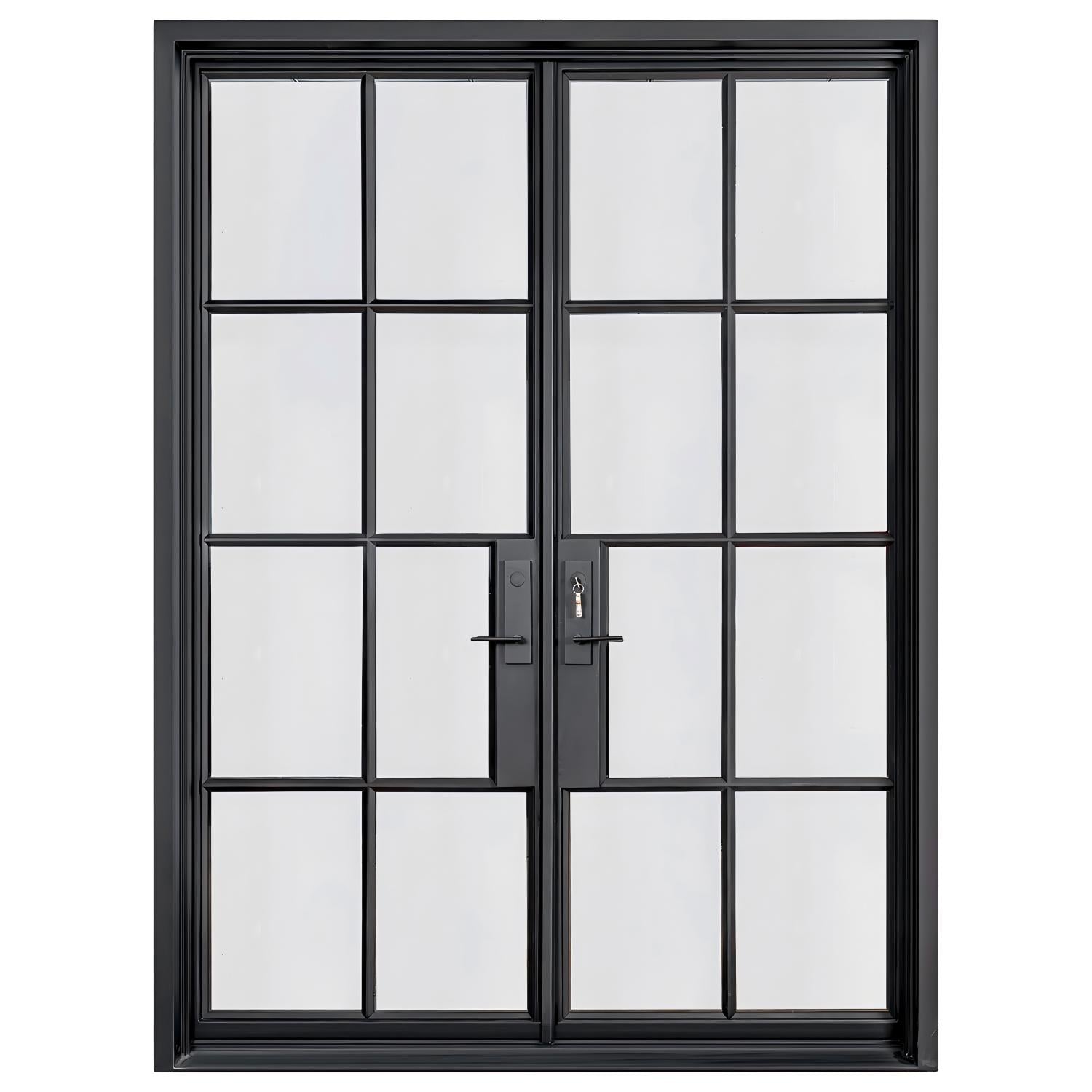 Lion Iron Door Steel French Double Door 8-Lites