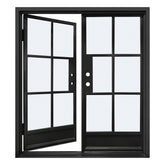 Lion Iron Door Steel French Double Door 6-Lites with Kickplates