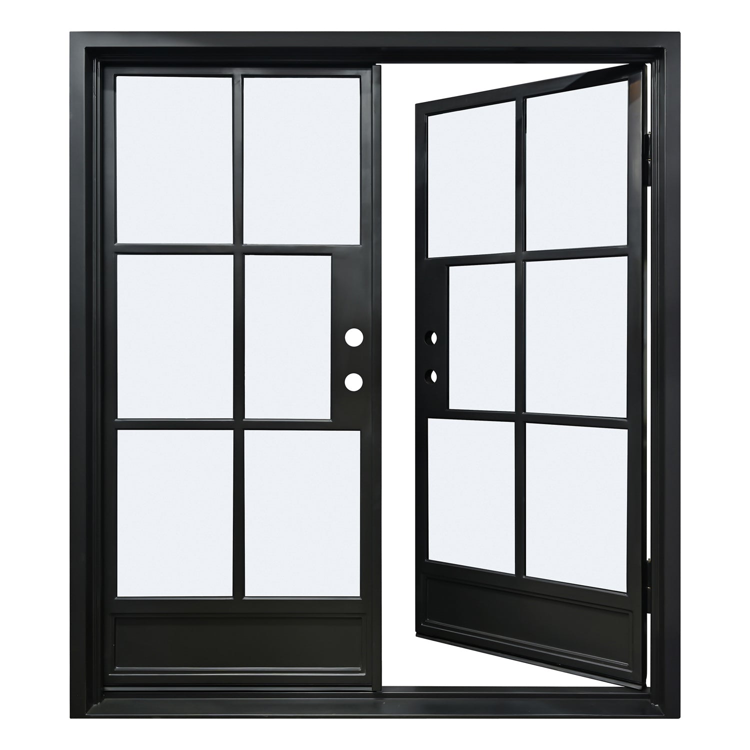 Lion Iron Door Steel French Double Door 6-Lites with Kickplates