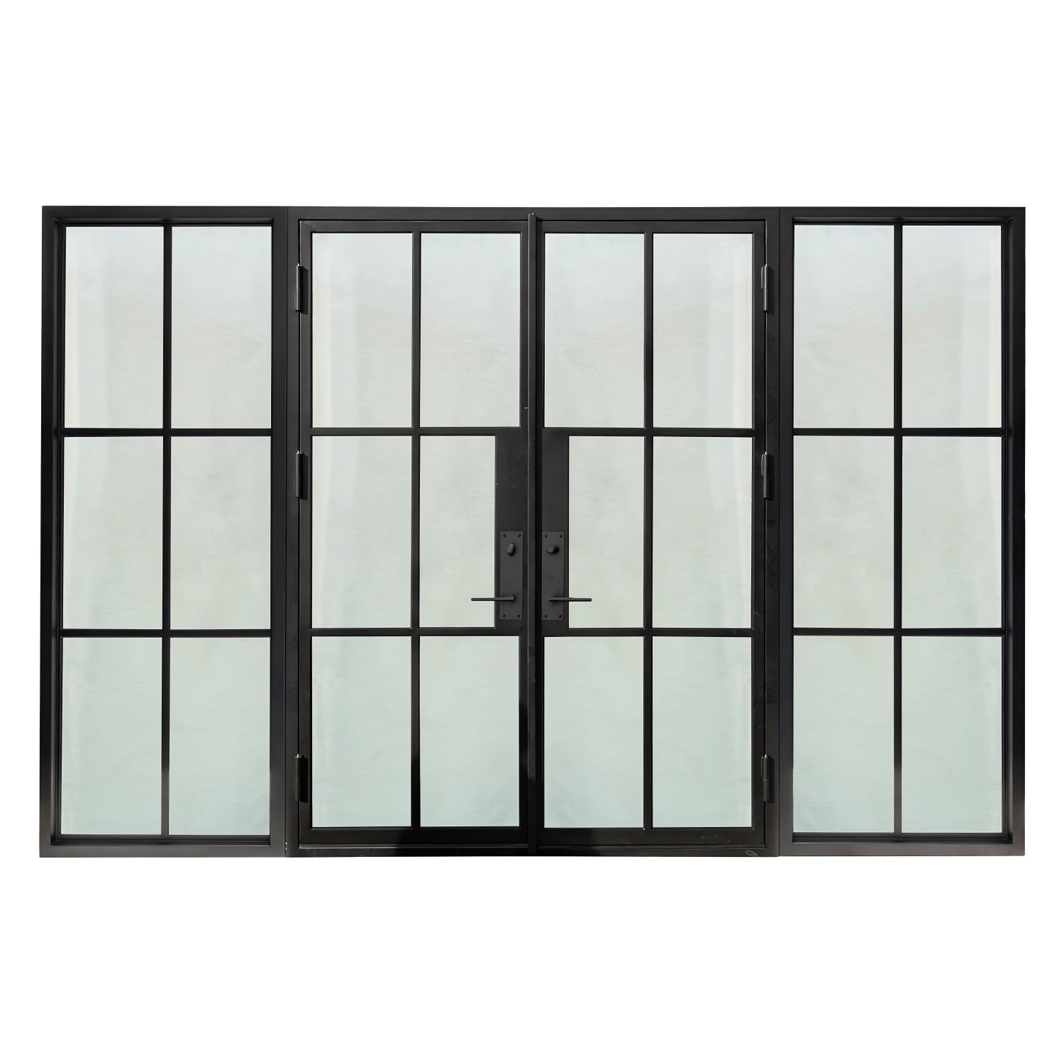 Lion Iron Door Steel French Double Door 6-Lites with Sidelights
