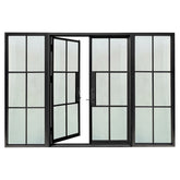 Lion Iron Door Steel French Double Door 6-Lites with Sidelights