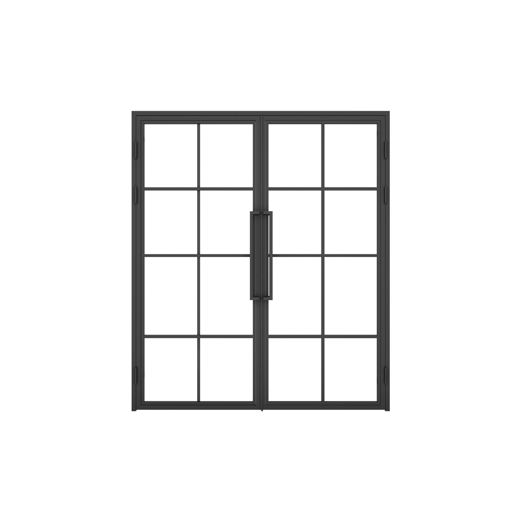 8-Lite Interior Steel French Swing Double Door