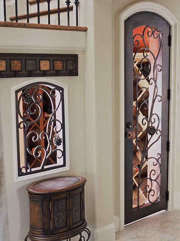 Lion Iron Doors Wine Cellar Elegant Scroll Single Door (V3)